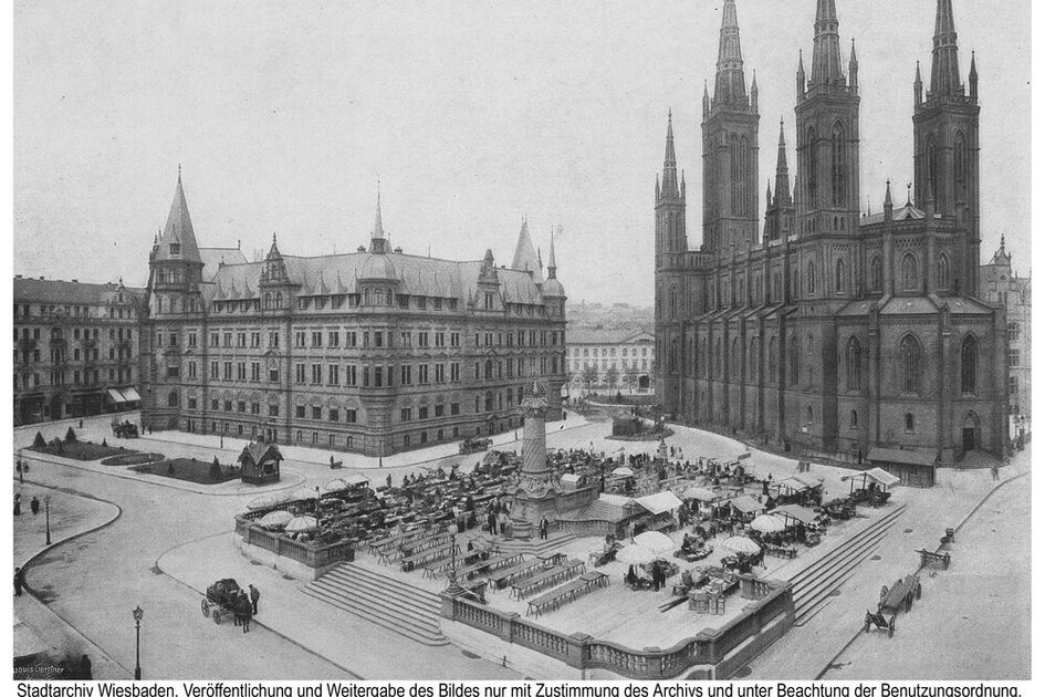Dern'sches Gelände mit Marktkirche und Rathaus, ca. 1912