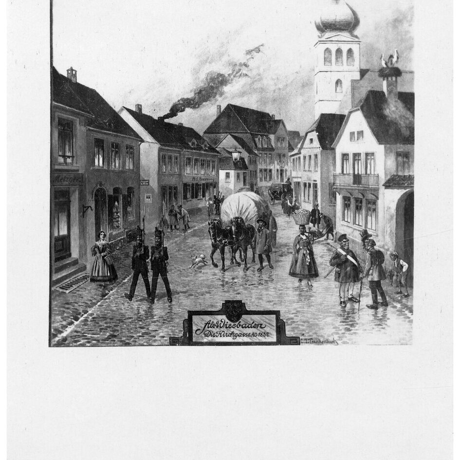 Gemälde der Kirchgasse von Carl Jacob Frankenbach, um 1830