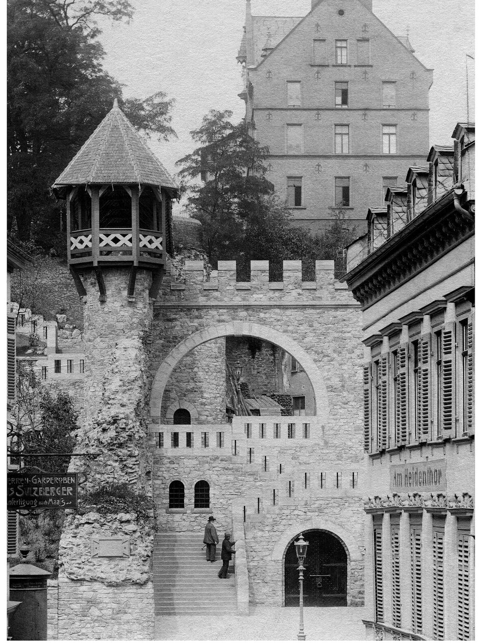 هايدنماور مع البوابة الرومانية، حوالي عام 1900