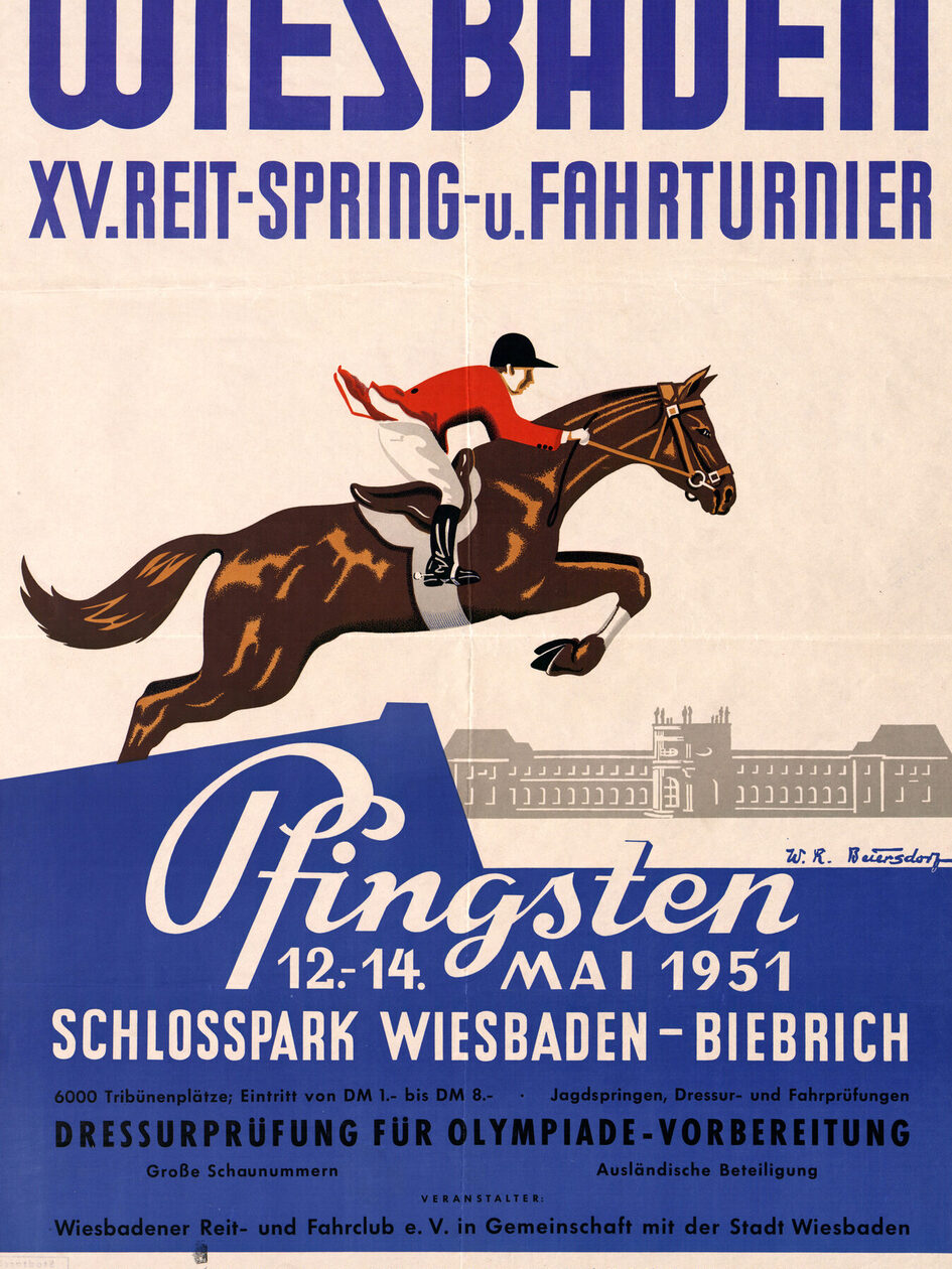 Plakat des Internationalen Wiesbadener Pfingstturniers 1951