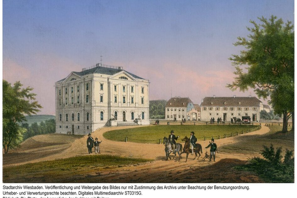 نزل بلات للصيد في بلاتي، نقش حوالي عام 1860