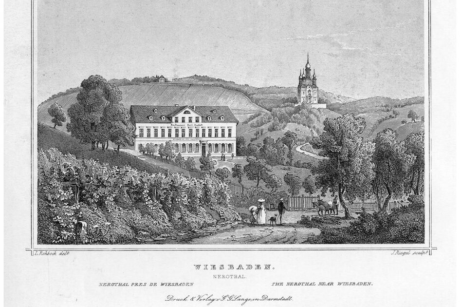 Terme di acqua fredda in Valnerina, incisione del 1855 circa