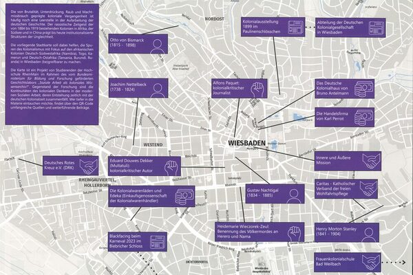 A city map created by the university with places of colonial heritage