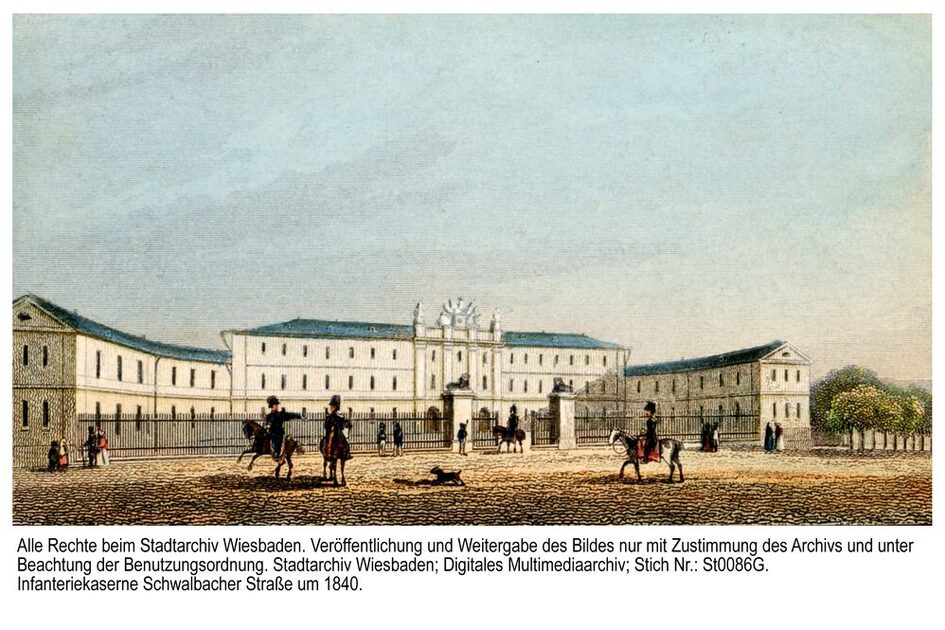 Infanteriekaserne an der Schwalbacher Straße, um 1840