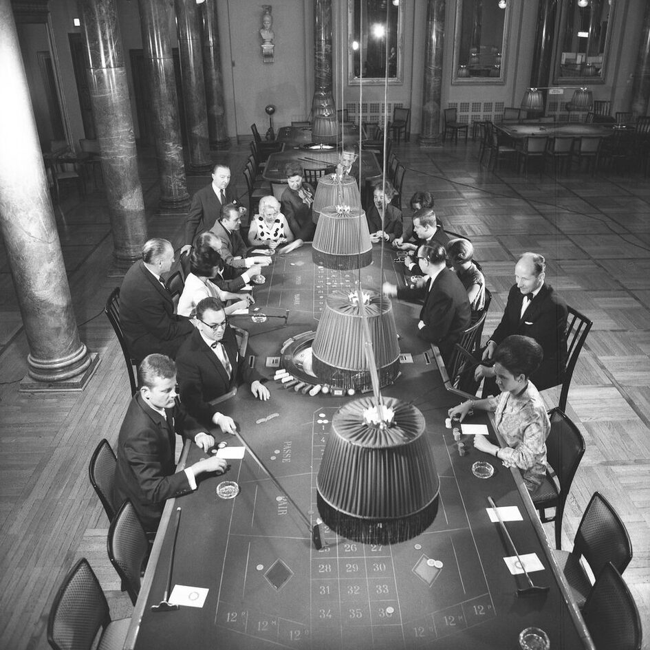 Roulettetisch in der Spielbank, ca. 1965