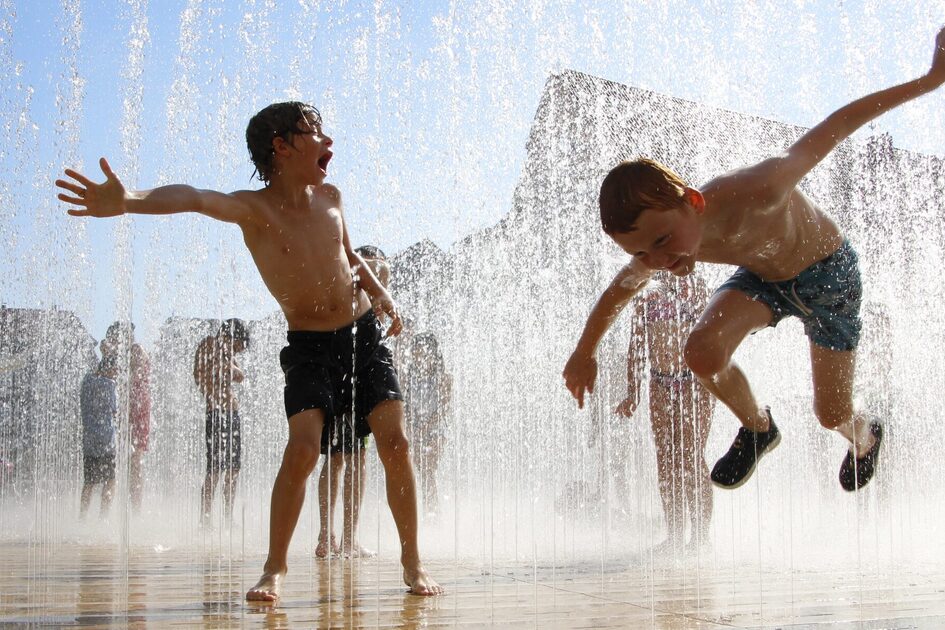 Wasserspielplatz Playfountain auf dem Luisenplatz