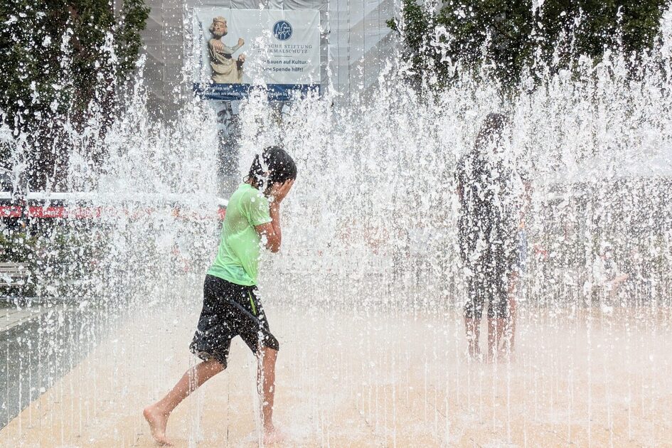 Spielespaß in den Wassefontänen