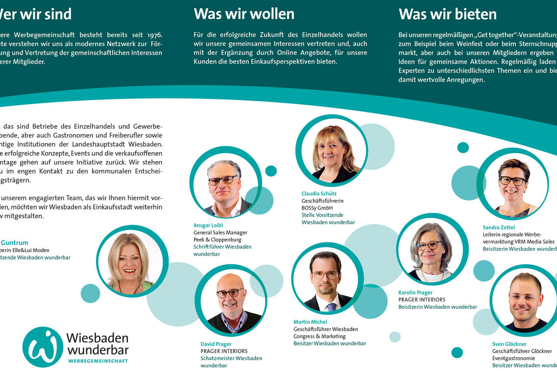 Flyer mit Text und Bildern des Vorstandes.