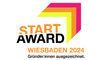 Logo StartAward Wiesbaden - Bunte Linien und schwarze Schrift.