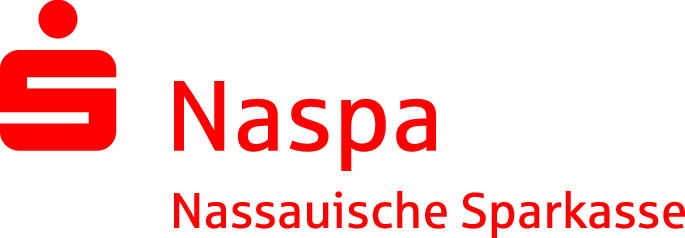 Логото на Naspa с червения символ на спестовната каса и надписите "Naspa" и "Nassauische Sparkasse" под него